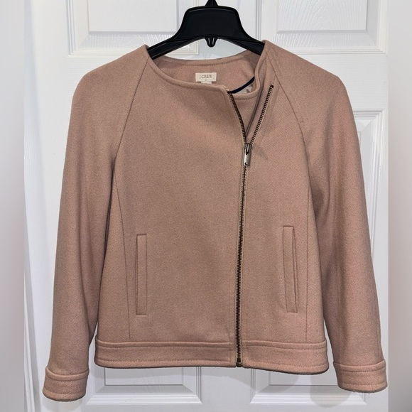 J.Crew Double-cloth motorcycle jacket BEIGE STONE SZ 2​ - Picture 2 of 8